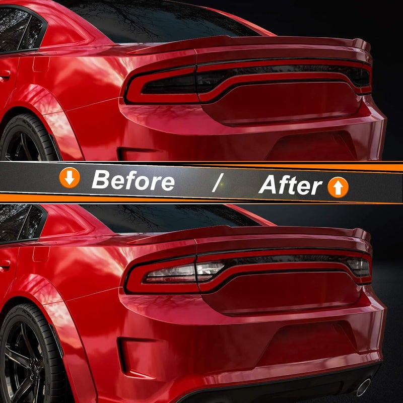 NDRUSH Smoked Taillight & Side Marker Vinyl Tint Film, Precut Overlay, Tail Light Wrap Cover Compatible with Dodge Charger 2015-2021 - Image 4